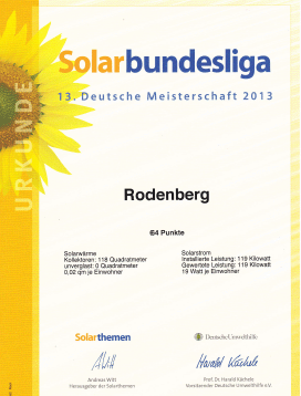 Rodenberg in der Solar-Bundesliga